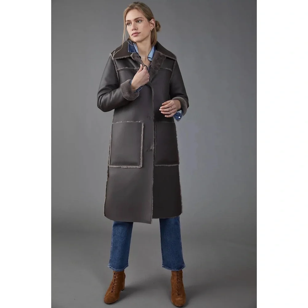 Anthropologie Kerry Reversible Faux Fur Coat NWT - L and XL - Picture 4 of 15